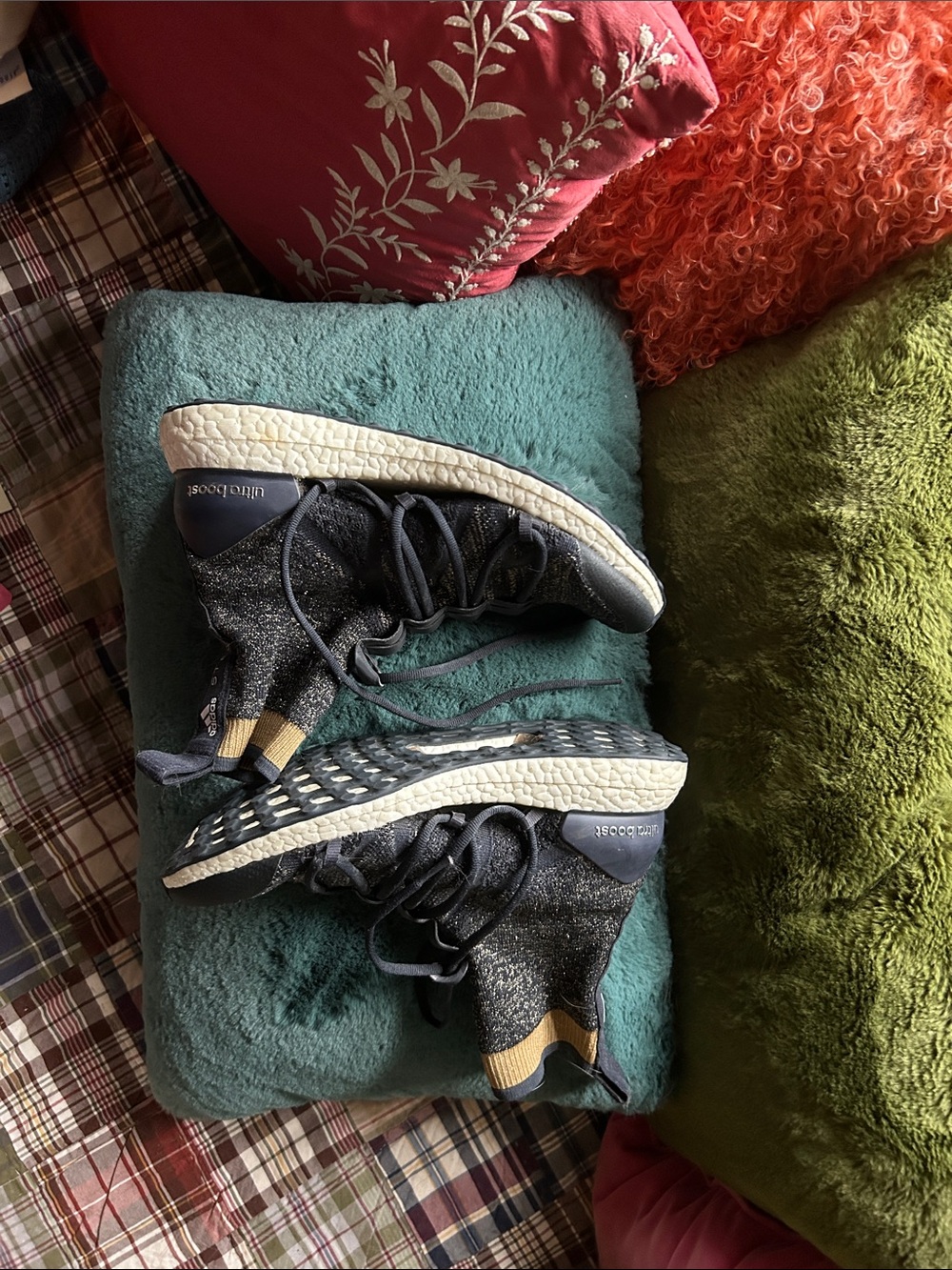 Stella McCartney for Adidas Women's Black Knit Sock Sneakers with Gold Cuff